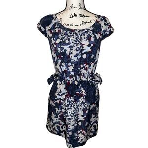 Banana Republic Tank Shirt‎ Dress Size 0 Navy Floral Sleeveless Pockets 4510